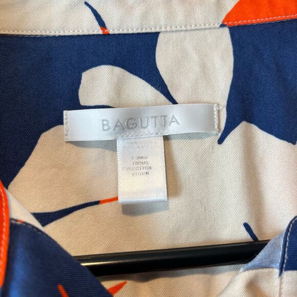 Bagutta Blue Orange Cotton Hidden Button Down Tie Dress Womens Size Large - Picture 7 of 7